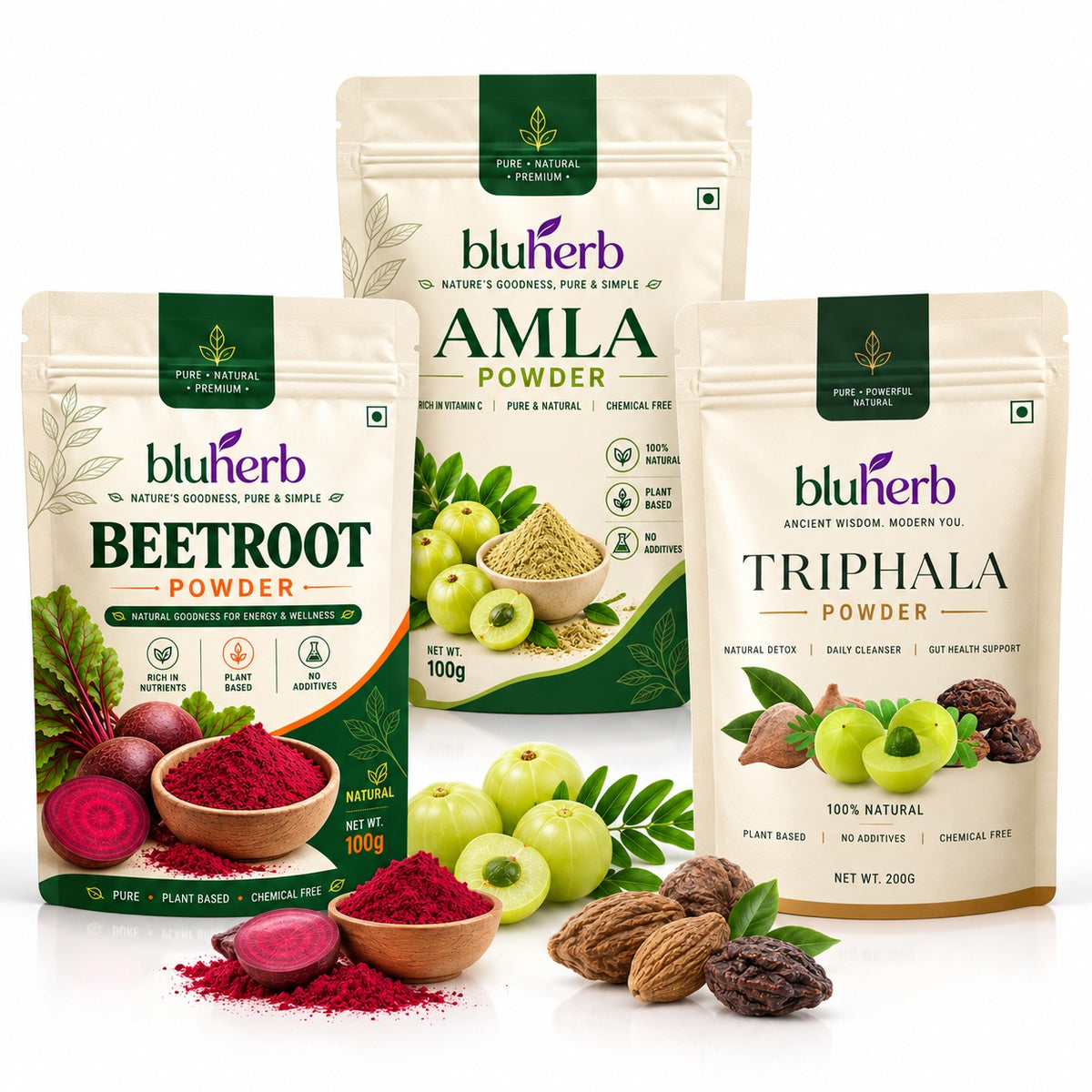 Bluherb Beetroot Amla Triphala Powder Combo